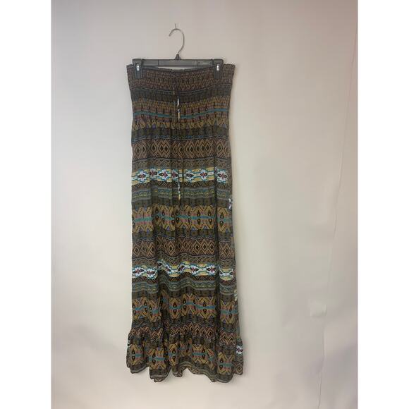 Mine Womens Maxi Dress SZ L Boho Aztec Country Festival Southwest Sundress - Picture 2 of 9